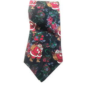 Fling Christmas Men's Tie Santa 54" X 3.5 Black Red Green